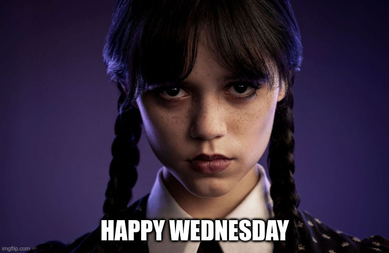 Happy Wednesday Friday Addams | HAPPY WEDNESDAY | image tagged in happy,wednesday | made w/ Imgflip meme maker