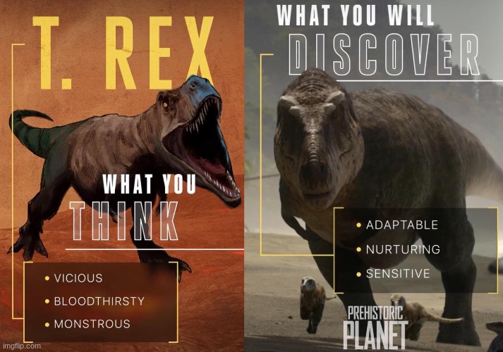T rex in Media vs Real Life | made w/ Imgflip meme maker