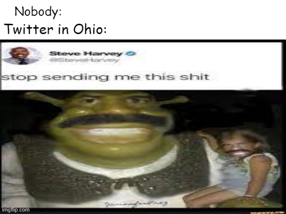 Shrook Harvey | Nobody:; Twitter in Ohio: | image tagged in shitpost | made w/ Imgflip meme maker