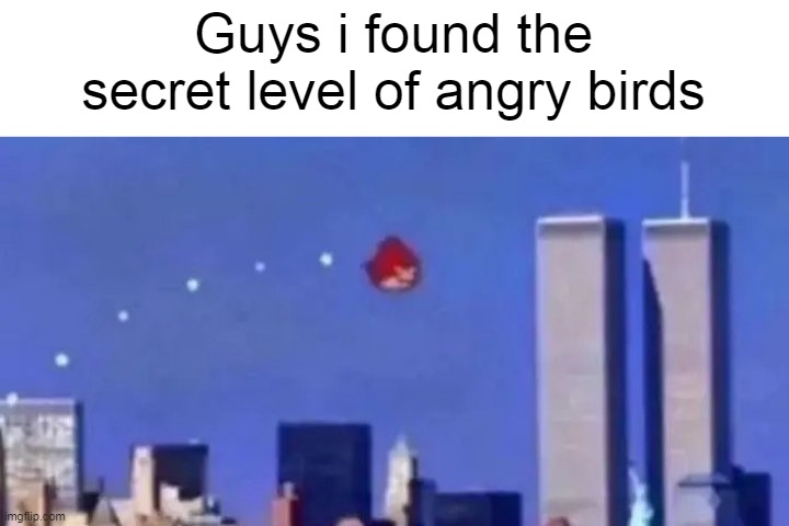 angry bird 9/11 | Guys i found the secret level of angry birds | image tagged in angry bird 9/11 | made w/ Imgflip meme maker