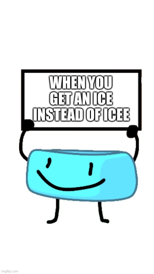 Braceletey BFB | WHEN YOU GET AN ICE INSTEAD OF ICEE | image tagged in braceletey bfb | made w/ Imgflip meme maker