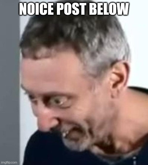 When Michael Rosen realised | NOICE POST BELOW | image tagged in when michael rosen realised | made w/ Imgflip meme maker