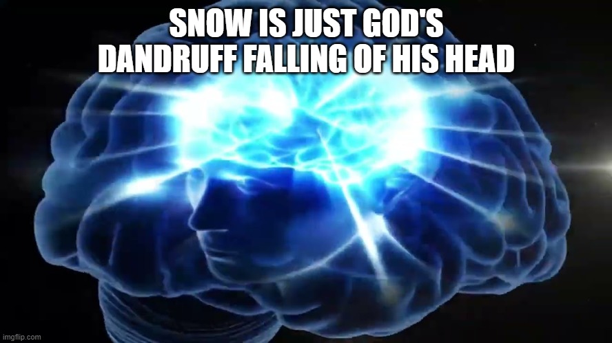 Snow | SNOW IS JUST GOD'S DANDRUFF FALLING OF HIS HEAD | image tagged in but you didn't have to cut me off | made w/ Imgflip meme maker
