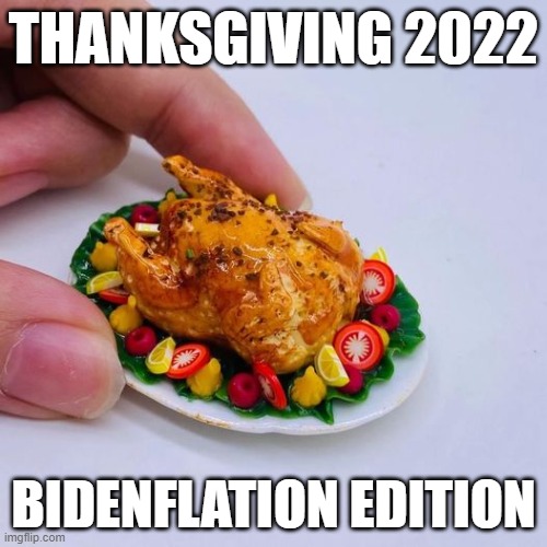 Thanksgiving 2022, Bidenflation edition | THANKSGIVING 2022; BIDENFLATION EDITION | image tagged in thanksgiving,bidenflation | made w/ Imgflip meme maker