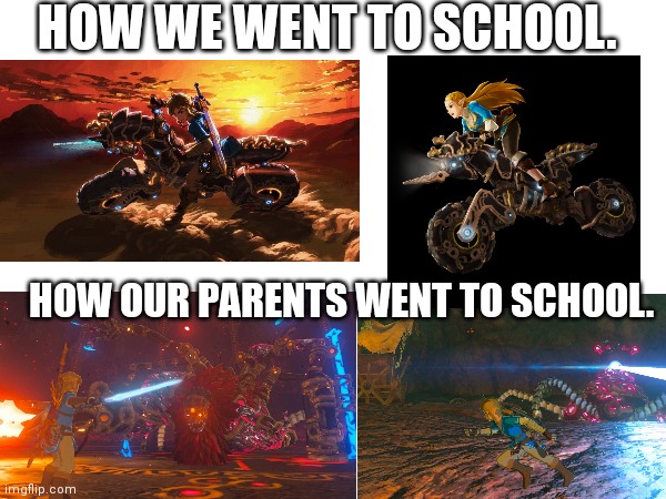 HOW WE WENT TO SCHOOL. HOW OUR PARENTS WENT TO SCHOOL. | image tagged in gaming | made w/ Imgflip meme maker