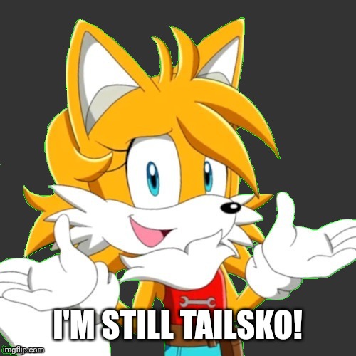 I'M STILL TAILSKO! | image tagged in tailsko transparent | made w/ Imgflip meme maker