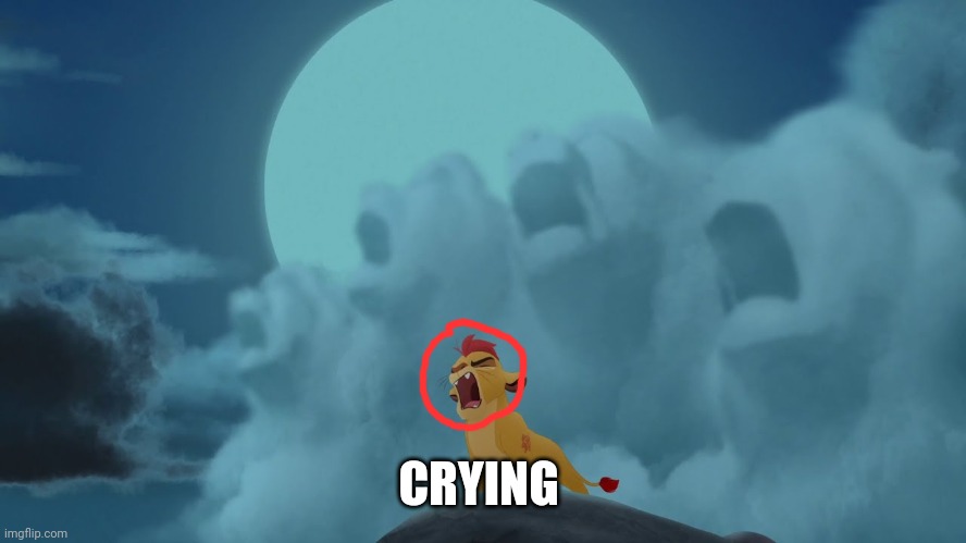 this is prove he cries | CRYING | image tagged in kion yawning | made w/ Imgflip meme maker