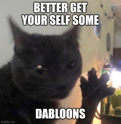 Oh no! I'm poor! | BETTER GET YOUR SELF SOME; DABLOONS | image tagged in cat | made w/ Imgflip meme maker