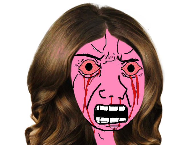 High Quality Pink Angry Female Wojak Blank Meme Template