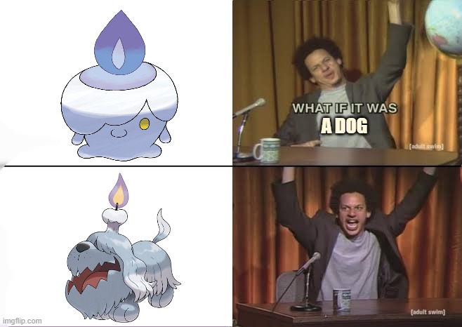 if litwick is a dog | A DOG | image tagged in but what if it was x eric andre,pokemon | made w/ Imgflip meme maker
