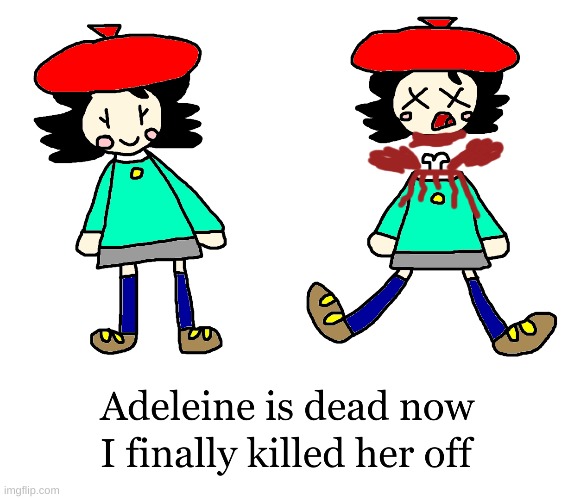 The tragic end of Adeleine | image tagged in adeleine,kirby,gore,decapitation,fanart,funny | made w/ Imgflip meme maker