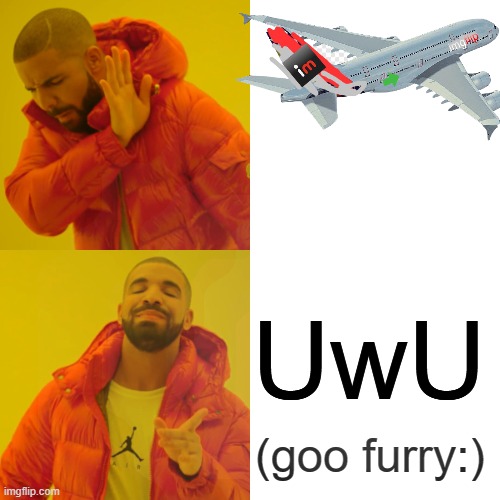 Drake Hotline Bling Meme | UwU; (goo furry:) | image tagged in memes,drake hotline bling | made w/ Imgflip meme maker