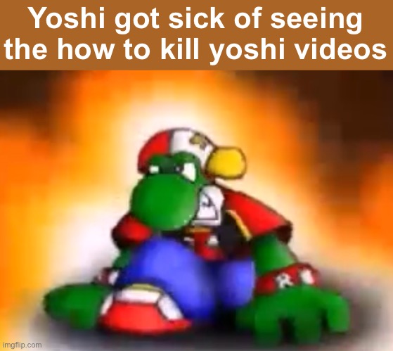 New temp | Yoshi got sick of seeing the how to kill yoshi videos | image tagged in gangster yoshi | made w/ Imgflip meme maker