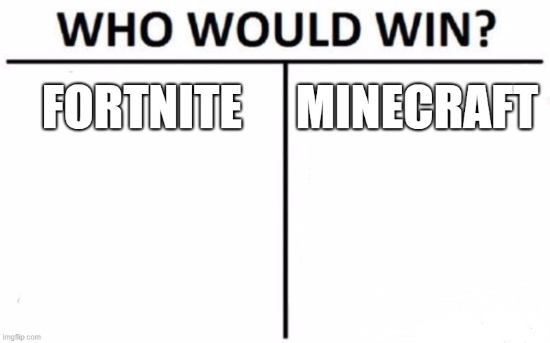 Who would win? | FORTNITE; MINECRAFT | image tagged in memes,who would win | made w/ Imgflip meme maker