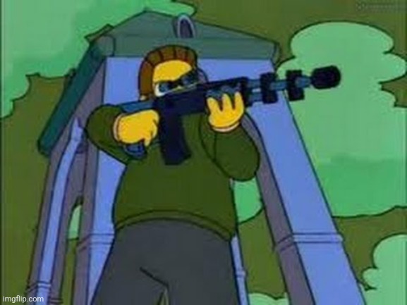 Ned Flanders with sniper rifle | image tagged in ned flanders with sniper rifle | made w/ Imgflip meme maker