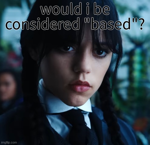 wednesday. | would i be considered "based"? | image tagged in wednesday | made w/ Imgflip meme maker