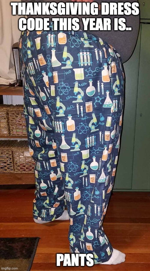 Pajama pant  | THANKSGIVING DRESS CODE THIS YEAR IS.. PANTS | image tagged in pajama pant | made w/ Imgflip meme maker