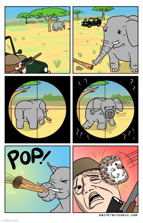 Elephant Hedgehog | image tagged in hedgehog,elephant,elephants,shot,comics,comics/cartoons | made w/ Imgflip meme maker