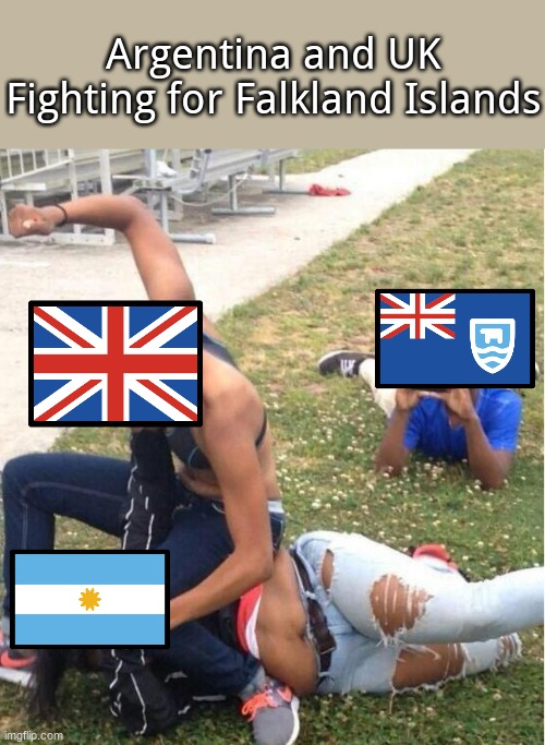 Guy recording a fight | Argentina and UK Fighting for Falkland Islands | image tagged in guy recording a fight | made w/ Imgflip meme maker