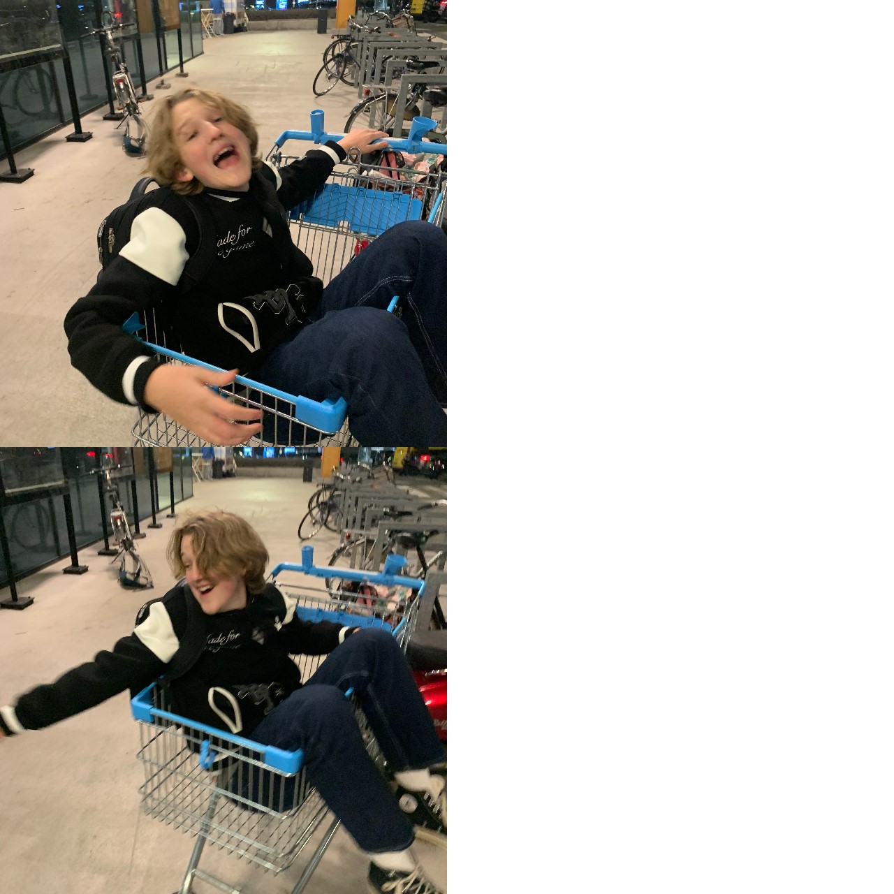 High Quality Shopping Cart Boy Blank Meme Template