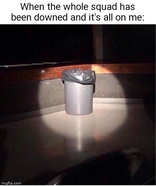 I'm literal trash | When the whole squad has been downed and it's all on me: | image tagged in garbage can | made w/ Imgflip meme maker