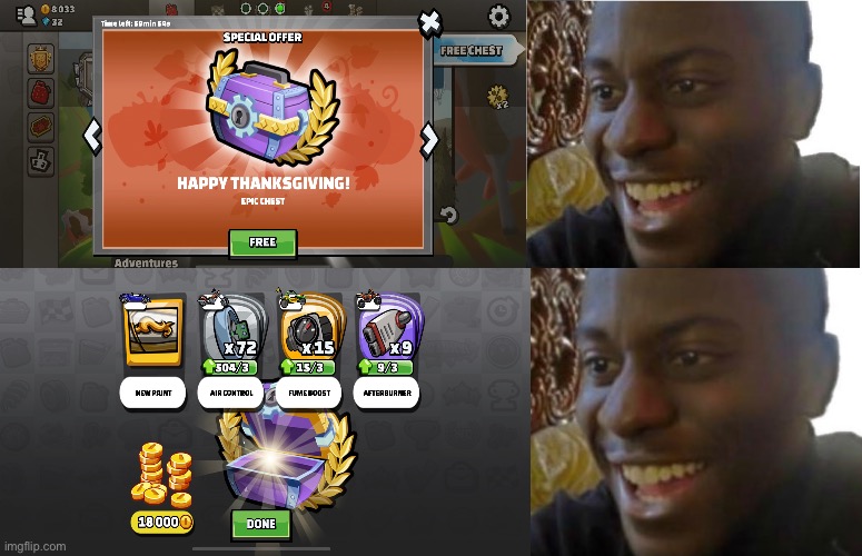Free thanksgiving reward in hcr2 today | image tagged in noice | made w/ Imgflip meme maker