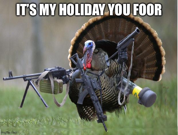 turkey | IT’S MY HOLIDAY YOU FOOT | image tagged in turkey | made w/ Imgflip meme maker