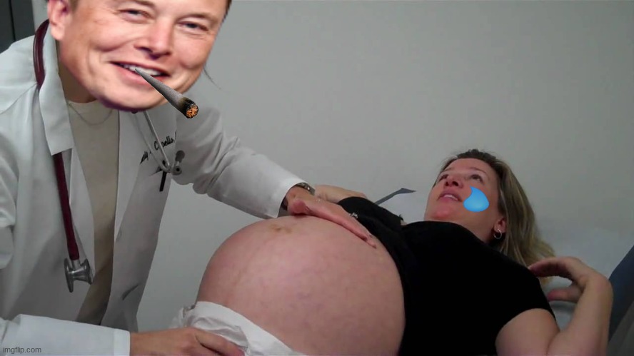 Thank you Dr. Elon, very cool! | image tagged in pregnant doctor appointment,elon musk | made w/ Imgflip meme maker