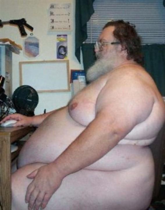 Naked Fat Guy At Computer Blank Template Imgflip