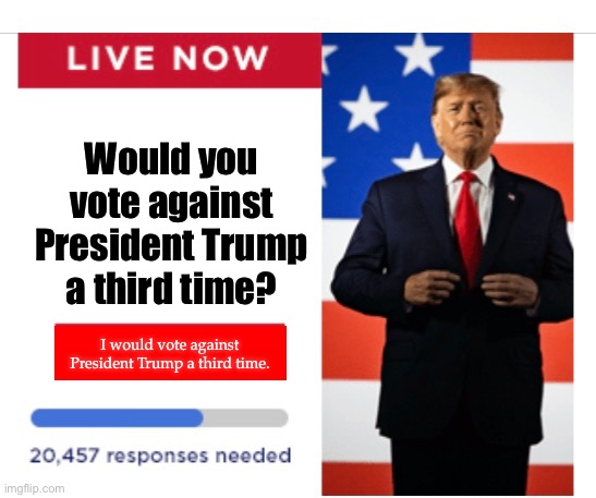 Would you vote against President Trump a third time? I would vote against President Trump a third time. | made w/ Imgflip meme maker