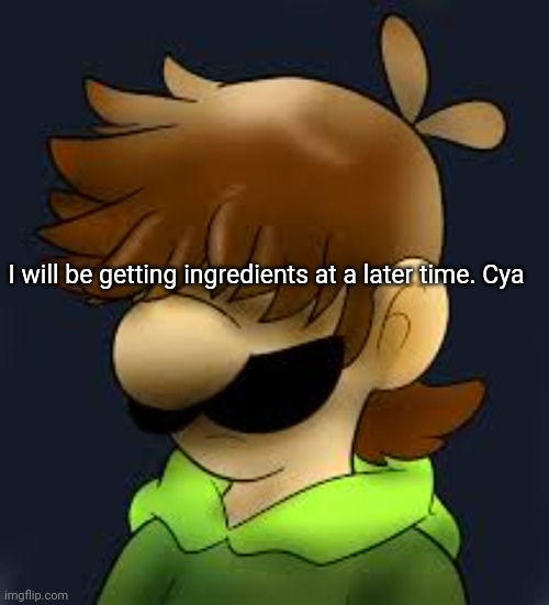 depressed status | I will be getting ingredients at a later time. Cya | image tagged in depressed status | made w/ Imgflip meme maker