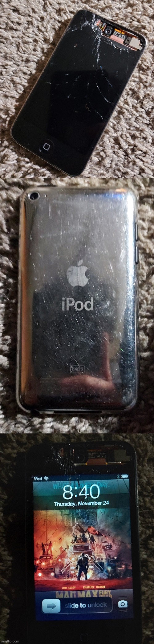 Just wrecked my 2010 Gen 4 Ipod touch. It was 64 gb which I think is sort of rare. It still works but, what's the point of using | image tagged in a shit,i smashed,my fukin,ipod | made w/ Imgflip meme maker