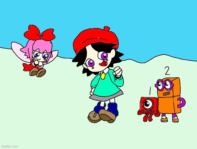 Adeleine and Ribbon if they are in Numberblocks Universe | image tagged in adeleine,ribbon,kirby,numberblocks,crossover,fanart | made w/ Imgflip meme maker