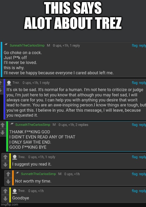 THIS SAYS ALOT ABOUT TREZ | made w/ Imgflip meme maker