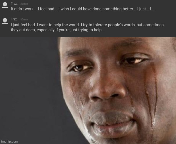 image tagged in black guy cry | made w/ Imgflip meme maker