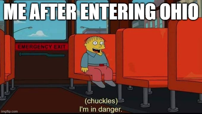 ohio | ME AFTER ENTERING OHIO | image tagged in im in danger,ohio,meme | made w/ Imgflip meme maker