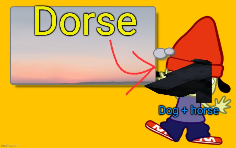 Parappa Text Box | Dorse Dog + horse | image tagged in parappa text box | made w/ Imgflip meme maker