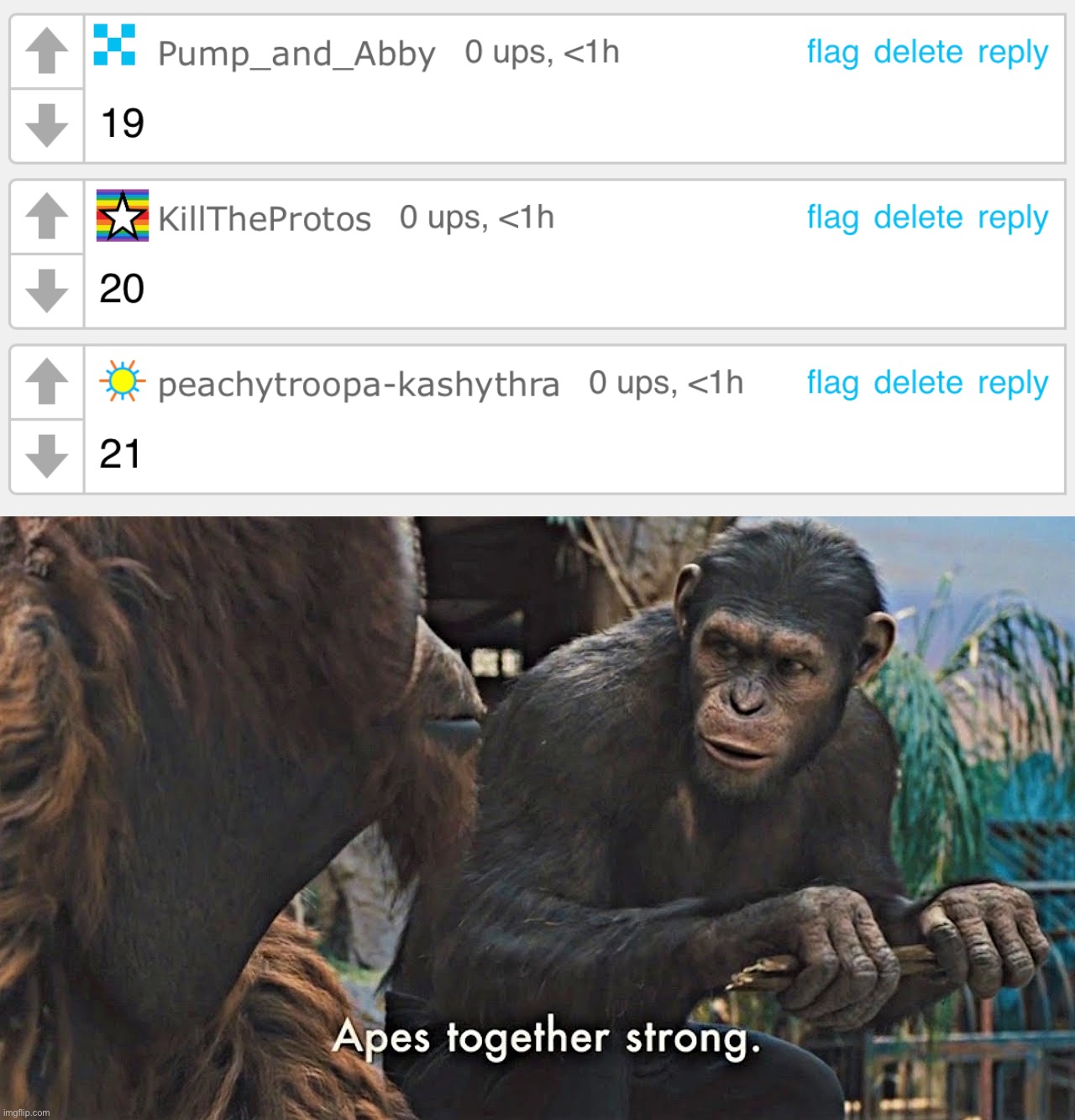 image tagged in ape together strong | made w/ Imgflip meme maker