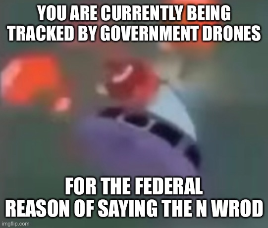 He said the n rod | YOU ARE CURRENTLY BEING TRACKED BY GOVERNMENT DRONES; FOR THE FEDERAL REASON OF SAYING THE N WROD | image tagged in funny memes,bruh,balls,i have no idea what i am doing,stop,please | made w/ Imgflip meme maker