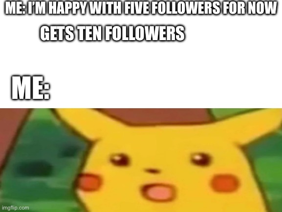 Instgram | ME: I’M HAPPY WITH FIVE FOLLOWERS FOR NOW; GETS TEN FOLLOWERS; ME: | image tagged in blank white template,instagram | made w/ Imgflip meme maker