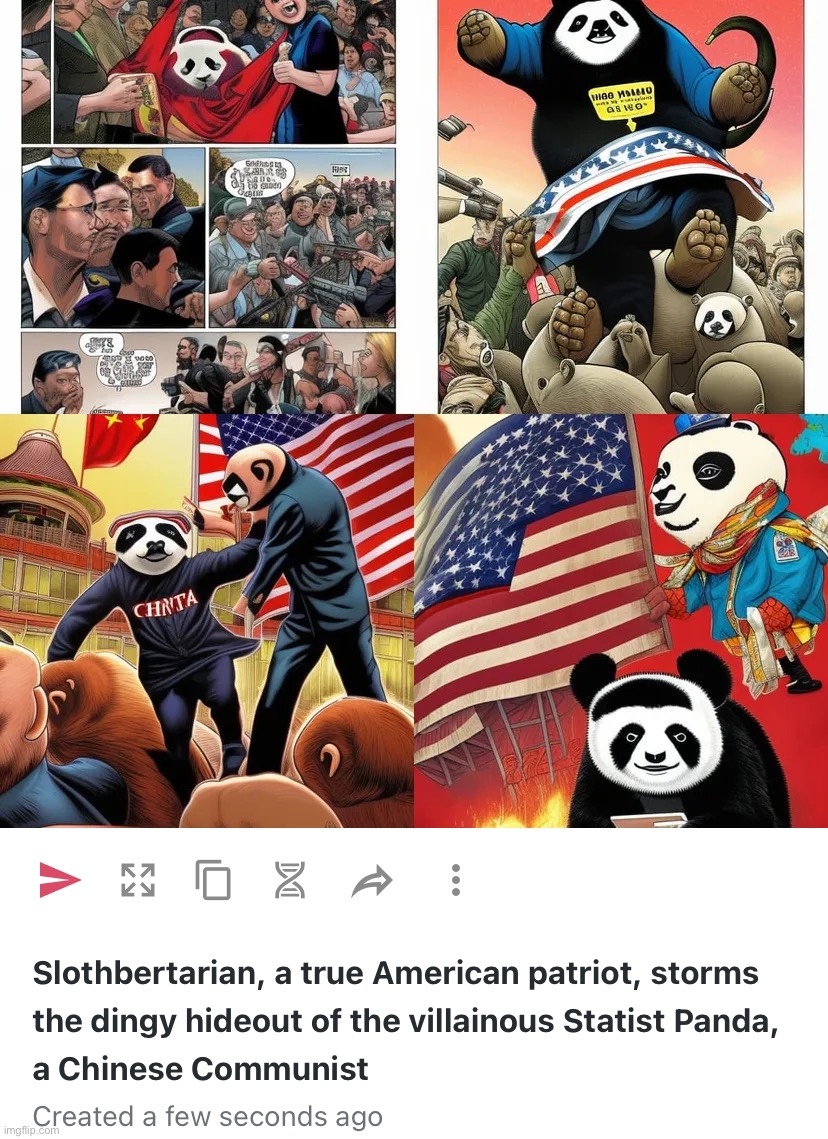 In which our hero proves centralized economic planning is no match for The Freedom Agenda. | image tagged in slothbertarian a true american patriot storms the dingy hideou,slothberarian,statist panda,china,'murica,freedom | made w/ Imgflip meme maker