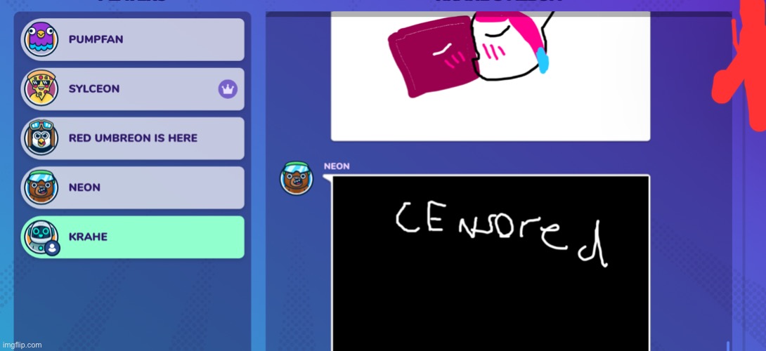 gartic phone but somehow neon x sylceon | made w/ Imgflip meme maker