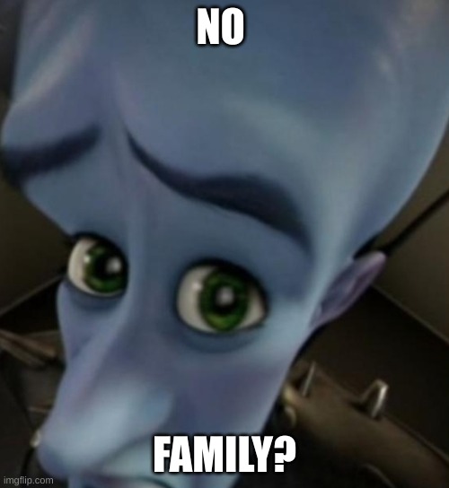 thanksgiving be sad | NO; FAMILY? | image tagged in megamind no bitches | made w/ Imgflip meme maker