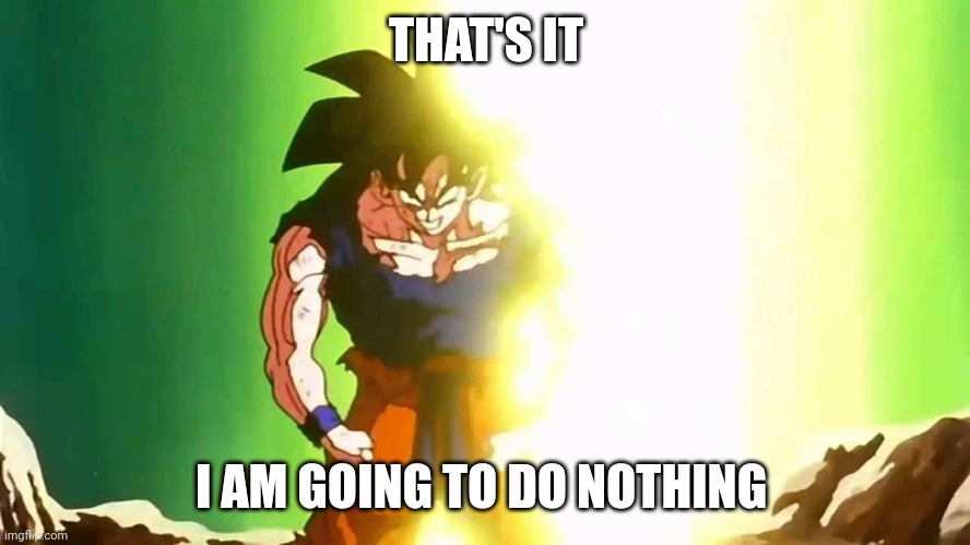 Angry Goku | THAT'S IT I AM GOING TO DO NOTHING | image tagged in angry goku | made w/ Imgflip meme maker