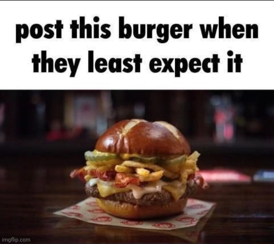 Surprise brotherchucker | image tagged in burger,hamburger,suprised,rickroll | made w/ Imgflip meme maker