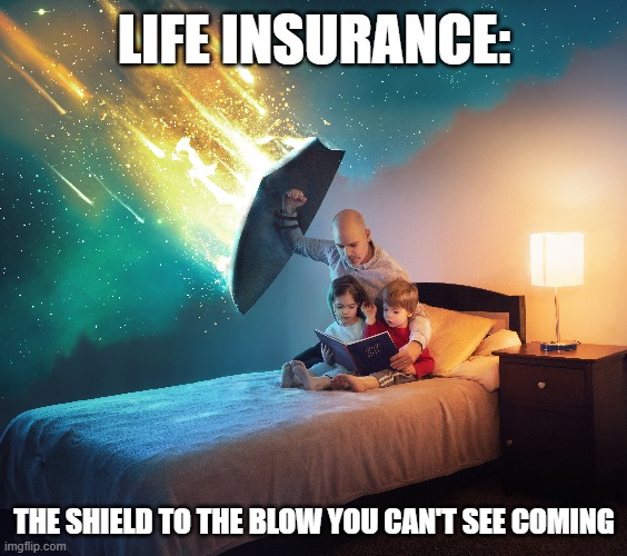 Life insurance protection | LIFE INSURANCE:; THE SHIELD TO THE BLOW YOU CAN'T SEE COMING | image tagged in life insurance | made w/ Imgflip meme maker
