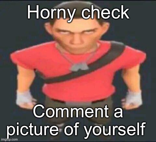 Scout stare | Horny check; Comment a picture of yourself | image tagged in scout stare | made w/ Imgflip meme maker