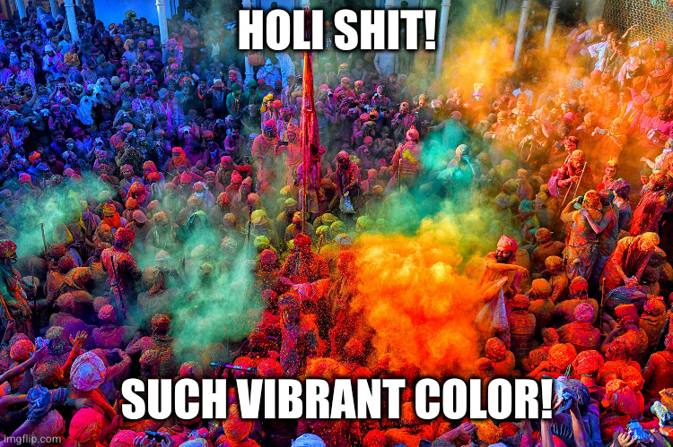 HOLI SHIT! SUCH VIBRANT COLOR! | made w/ Imgflip meme maker
