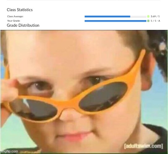 When your grade is higher than the class average: | image tagged in cool kid with orange sunglasses | made w/ Imgflip meme maker