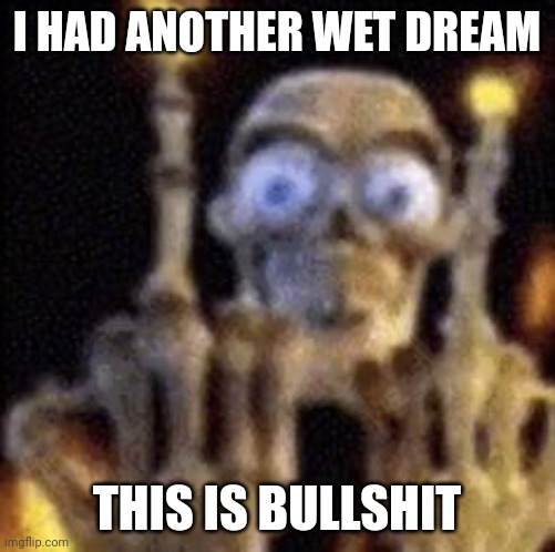 i guess i failed | I HAD ANOTHER WET DREAM; THIS IS BULLSHIT | image tagged in fakk yu | made w/ Imgflip meme maker